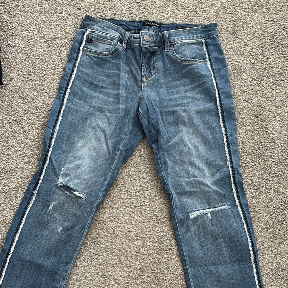 Dear John Blue Skinny Jeans with Distressed Details